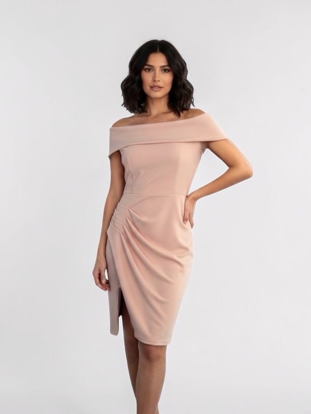 Premier amour blush sheath dress Off-Shoulder size 4